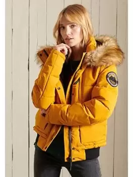 Image of Superdry Everest Bomber Jacket - Yellow, Yellow, Size 10, Women