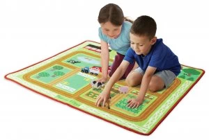 Image of Melissa Doug Round the Barnyard Farm Activity Rug.