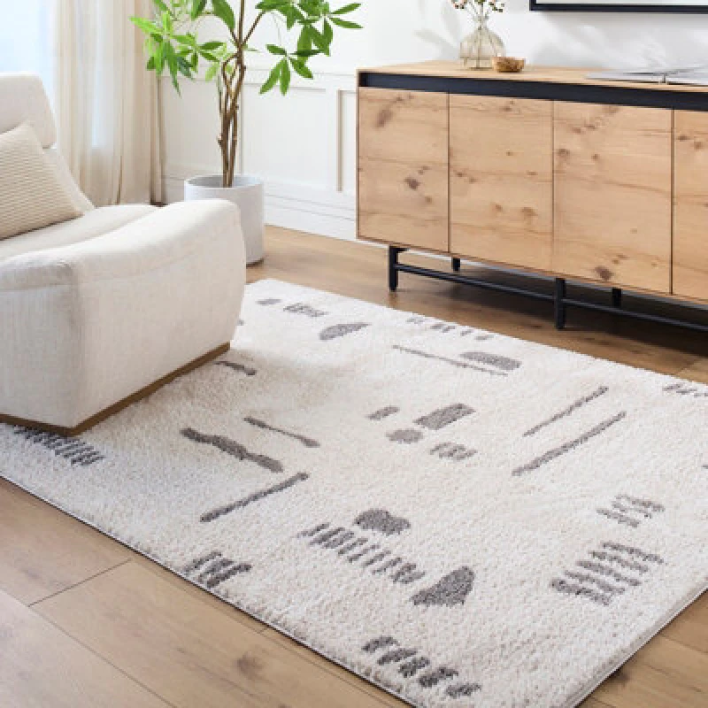 Image of Livabliss Machine Washable Modern Shaggy Charcoal Soline Area Rug 160 X 213cm - Easy Care, Non Shedding, Ideal For Living Room & Bedroom