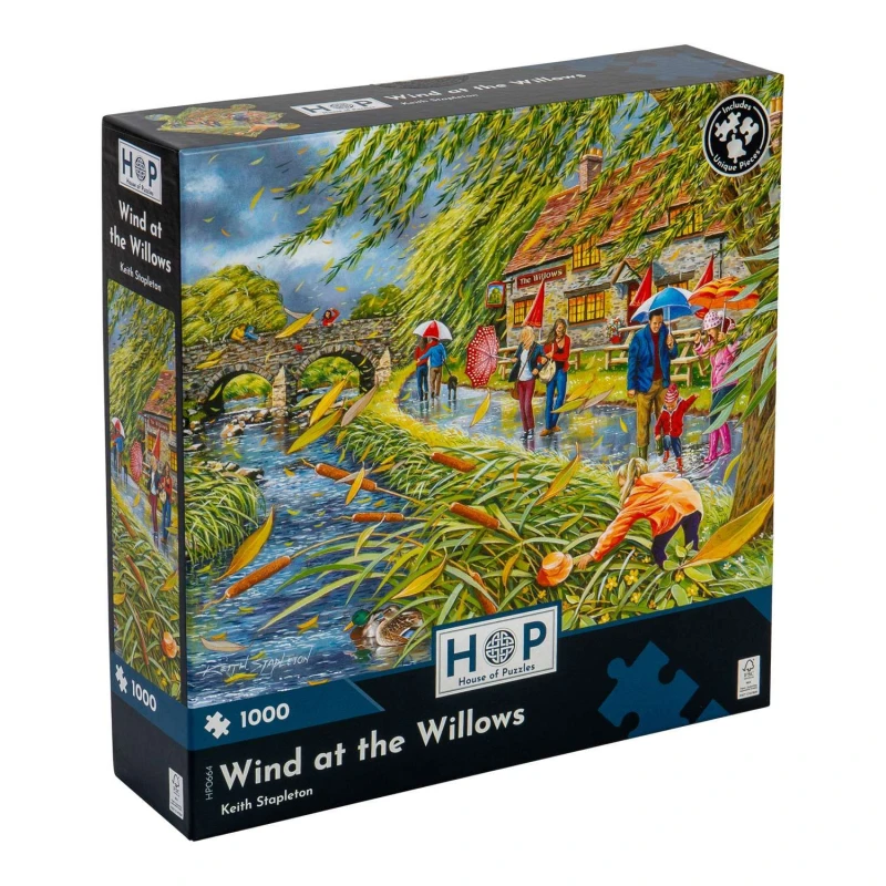 Image of The House Of Puzzles Wind at the Willows, 1000 Piece Jigsaw Puzzle Multicolor Unisex