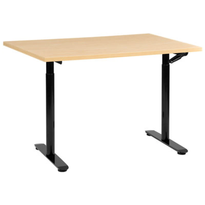 Image of Beliani Manual Adjustable Standing Desk Destinas Black/ Light Brown 120 Cm 60 Cm