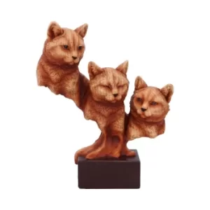 Image of Feline Trio Three Cats Wood Effect Bust