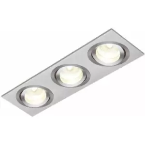 Image of Triple Adjustable Tilt Slim Square Ceiling Spotlight Brushed Silver GU10 Lamp