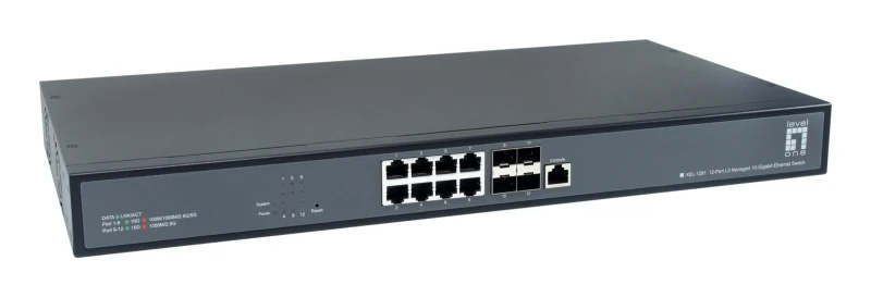 Image of LevelOne 12-Port L3 Managed 10-Gigabit Ethernet Switch; 8 x 1G/2.5G/5G