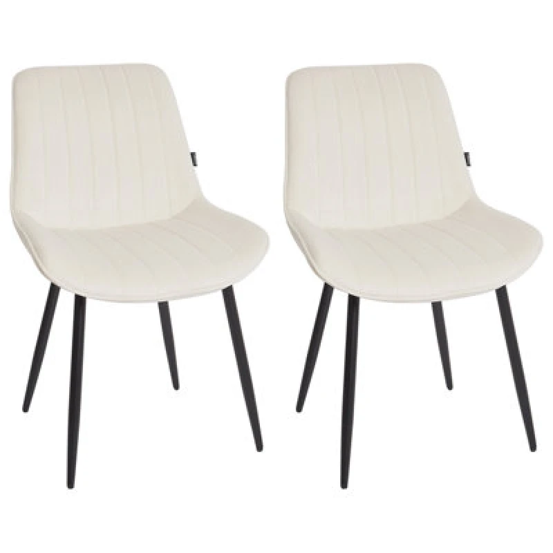 Image of Beliani Set Of 2 Dining Chairs Dubrovnik Velvet Light Beige