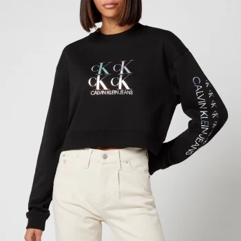 Image of Calvin Klein Jeans Womens Shine Logo Crew Neck - CK Black - M