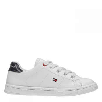 Image of Tommy Hilfiger Flag Laceup Trainers - Wht/Bl X336