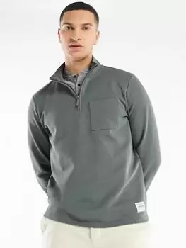 Image of Barbour Broughton Half Zip Sweat, Charcoal Size XL Men