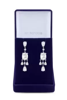 Image of Rhodium Plated Cubic Zirconia Statement Crystal Earrings - Gift Boxed