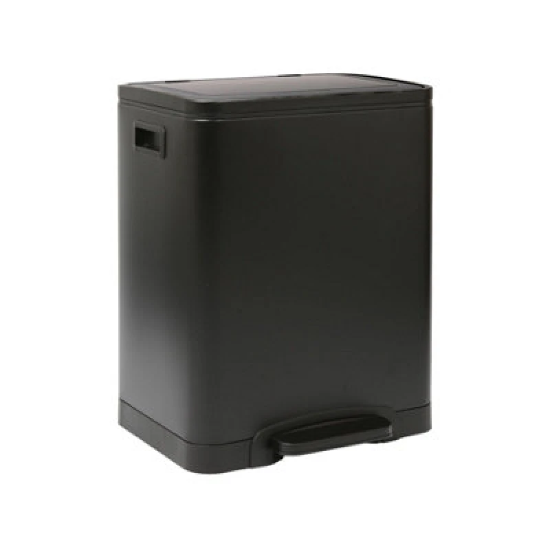 Image of Harbour Housewares Stainless Steel Double Kitchen Pedal Bin - 30L (2 X 15L) - Matt Black