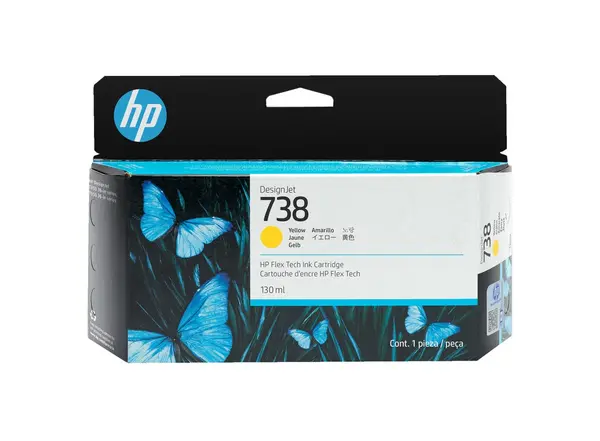 Image of HP 738 130-ml Yellow DesignJet Ink Cartridge