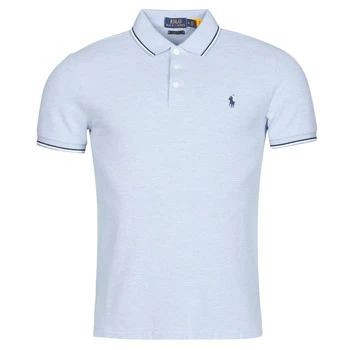Image of Polo Ralph Lauren POLO CINTRE SLIM FIT DETAILS DE COL ET DETAILS DE MANCHES EN COT mens Polo shirt in Blue - Sizes EU XXL,EU S,EU M,EU XL