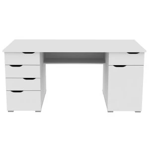 Image of Alphason Kentucky White Desk with White Gloss Drawer Fronts