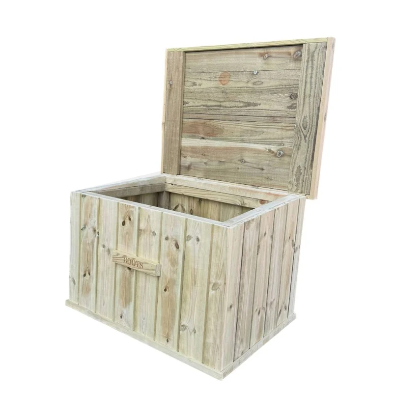 Image of Buttercup Farm Outdoor Shoe Boot Wooden Storage Box - L70 x W50 x H50cm in Light Brown Light Brown Unisex