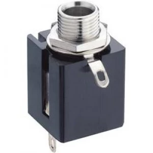 Image of 6.35mm audio jack Socket vertical vertical Number of pins 3 Stereo Black Lumberg KLBP 3