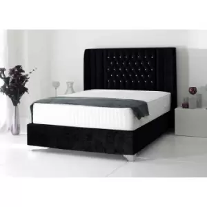 Image of Alexis Luxury Modern Beds - Plush Velvet, Single Size Frame, Black - Black