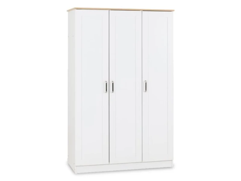 Image of Seconique Portland White and Oak 3 Door Triple Wardrobe