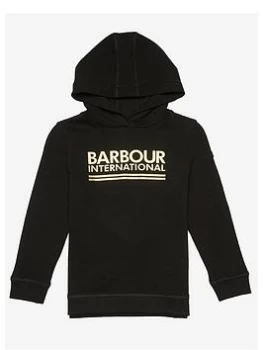 Image of Barbour International Girls Reina Logo Hoodie - Black, Size Age: 10-11 Years, Women