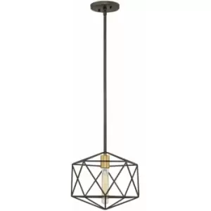 Image of Geometric Gold Pendant Metallic Coloured Lamp Holder Matte Bronze LED E27 100W