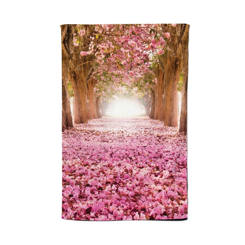 Image of Warren Reed - Designer Pink Flower Tree Tunnel Tea Towel Pink Unisex