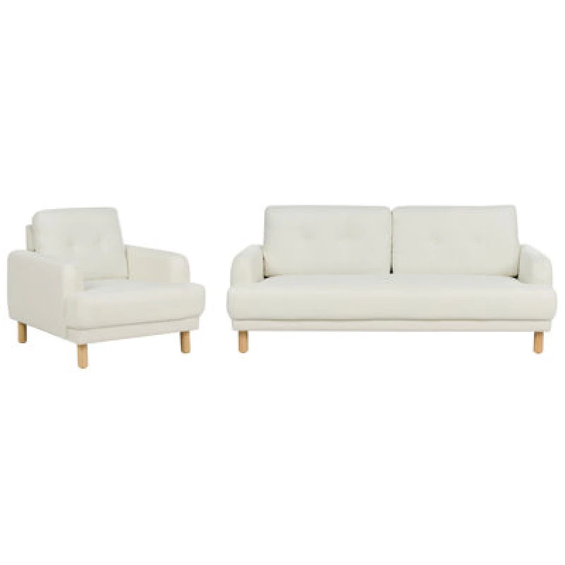 Image of Beliani Living Room Set 4 Seater Tuve Fabric Off-White