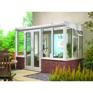 Image of Wickes Lean To Dwarf Wall White Conservatory - 8 x 4 ft