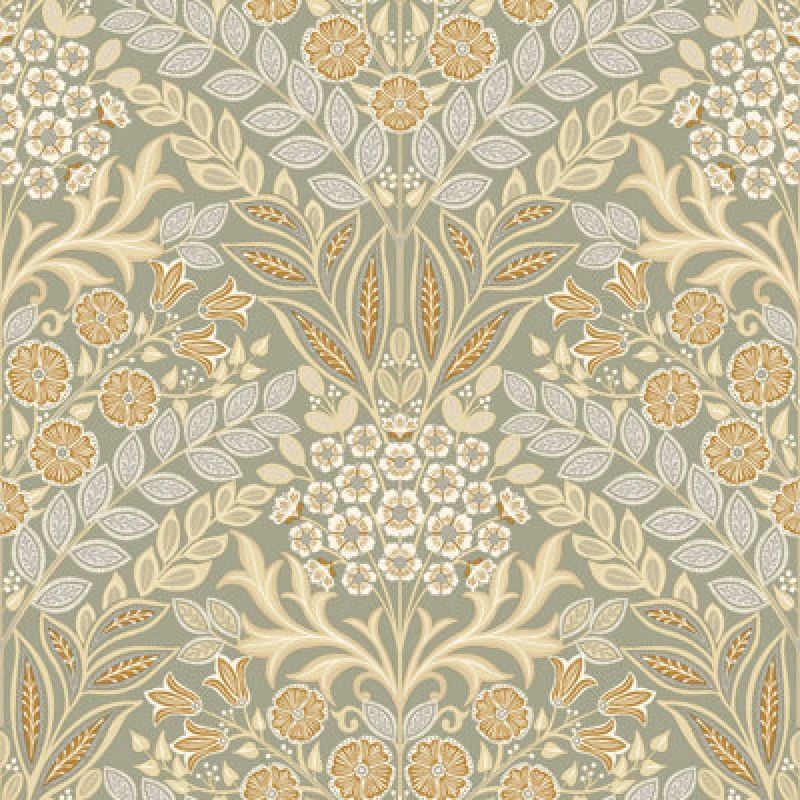 Image of Grandeco Belevedere Arts And Crafts Floral Damask, Taupe