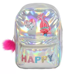 Image of Trolls Girls Happy Holographic Poppy Backpack (One Size) (Silver/Pink)