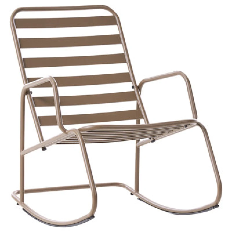 Image of Beliani Garden Rocking Chair Turi Metal Taupe