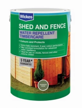 Image of Wickes Water Repellent Timbercare - Sherwood Green 5L