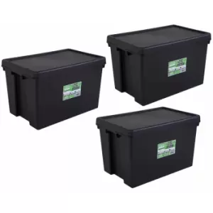 Image of Wham Bam Recycled Storage Boxes 62 Litre Pack of 3, black