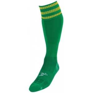 Image of PT 3 Stripe Pro Football Socks Mens Green/Gold