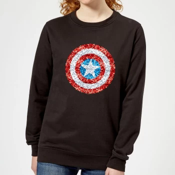 Image of Marvel Captain America Pixelated Shield Womens Sweatshirt - Black - XL