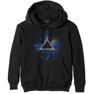 Image of Pink Floyd - Dark Side of the Moon Blue Splatter Mens Medium Pullover Hoodie - Black
