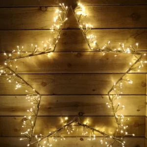 Image of Premier Indoor Outdoor 90cm Gold Star Cluster With 280 Static and 40 Flashing Warm White LEDs