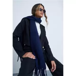 Image of I Saw It First Navy Super Soft Touch Tassel Scarf - Blue