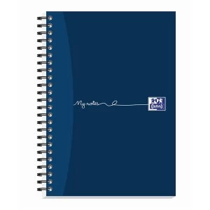 Image of Oxford My Notes A5 Notebook Wirebound 100 Pages 70gm2 Ruled Perforated Punched 4 Holes Card Cover Blue Pack 5