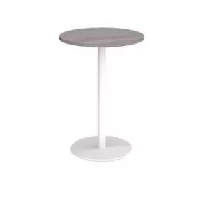 Image of Monza circular poseur table with flat round white base 800mm - grey oak