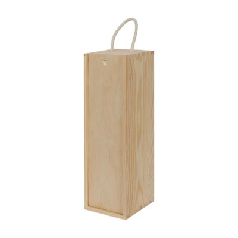 Image of Harbour Housewares Single Bottle Wooden Wine Box - Natural - 1X Wooden Storage Holder Display Carrier Crate (Empty)
