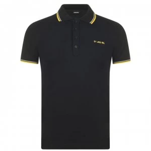 Image of Diesel Broken Logo Polo Shirt - 900 Black