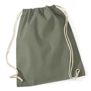 Image of Westford Mill Cotton Gymsac Bag - 12 Litres (Pack of 2) (One Size) (Olive)