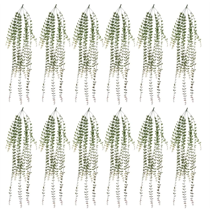 Image of Leaf Pack of 12 x 120cm Artificial Hanging Extra Long String of Pearls Green