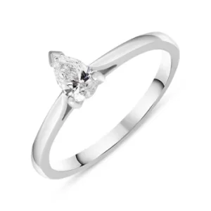 Image of 18ct White Gold Diamond Pear Cut Solitaire Ring