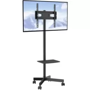 Image of Mobile tv Stand, Mobile tv Cart for 23 to 60" TVs, Height Adjustable Portable tv Stand with Wheels, with a Tray for Audio-Visual Devices, Rolling