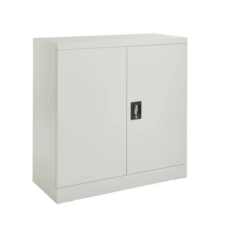 Image of Moderna Grey Steel Filing Cabinet, Lockable 2 Door, 1 Shelf, for Utility Room Grey Unisex