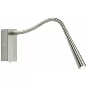 Image of Adjustable LED Wall Light Warm White Brushed Chrome Flexible Bedside Task Lamp