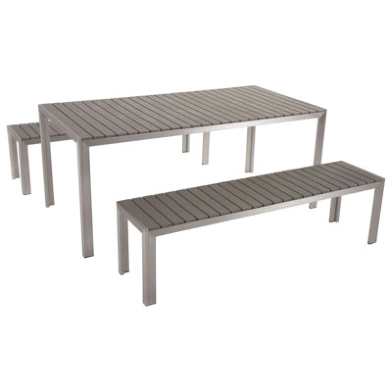 Image of Beliani Garden Dining Set With Benches 6 Seater Nardo Grey