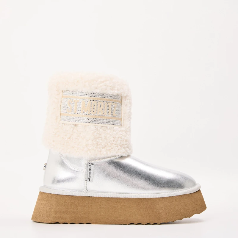 Image of Steve Madden Womens St. Moritz Snug Boots Silver female 3 (36)