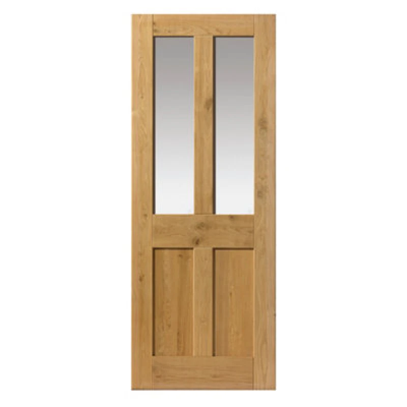 Image of JB Kind Doors Rustic Oak 4 Panel Glazed Internal Door