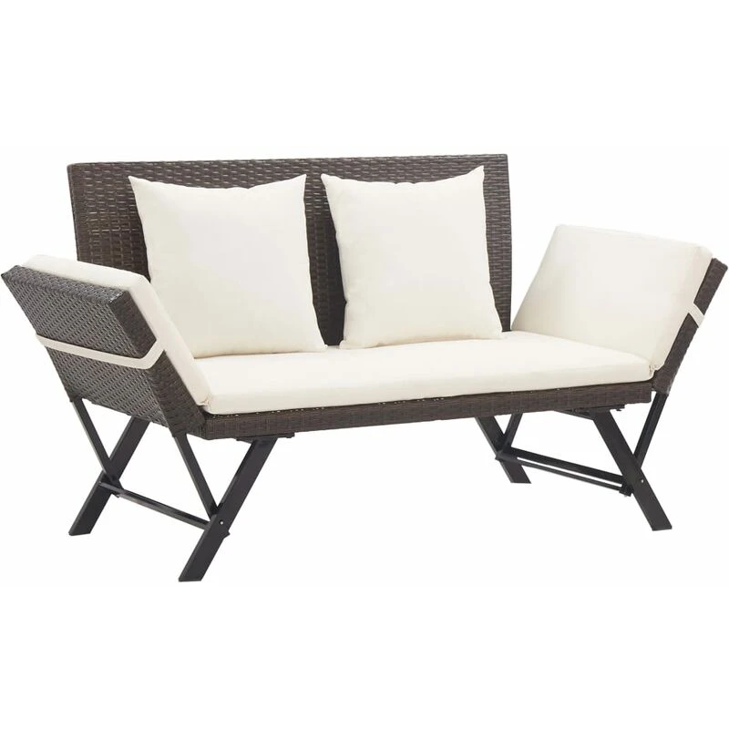 Image of VIDAXL Garden Bench with Cushions Brown 176cm Poly Rattan Vidaxl 8720286699287